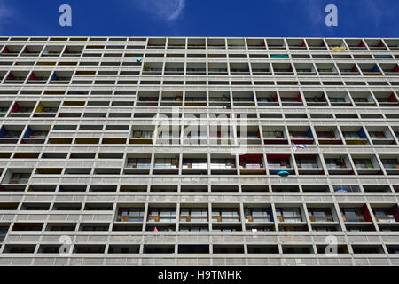 Facciata, Wohnmaschine, Unité d'habitation de Briey, progettato da Le Corbusier, modernista edilizia residenziale Foto Stock