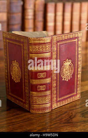 Libro in biblioteca del 2° Signore Berwick al Attingham Park, Shropshire. Foto Stock