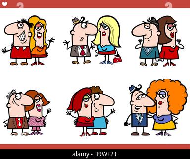 Cartoon illustrazione del giovane divertente il set di caratteri Illustrazione Vettoriale
