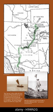 Questa immagine mostra la Kolb Brothers Exhibit al Grand Canyon National Park, mettendo in evidenza la storia dei primi pionieri e il loro contributo al parco. La mostra presenta edifici storici e informazioni su muli, studi fluviali e il sistema di sentieri nel Grand Canyon. Foto Stock