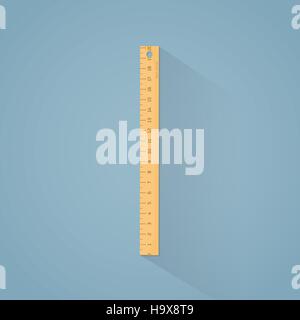 Figura piana. Righello di legno con scala di centimetri. Illustrazione Vettoriale