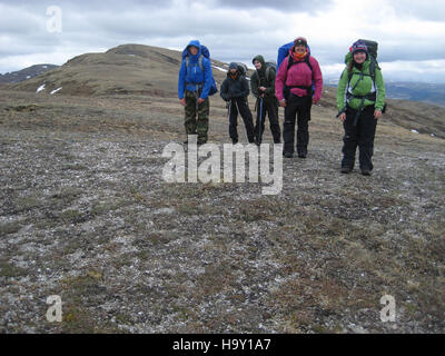 Un momento catturato nel Denali National Park mostra la bellezza serena dei paesaggi selvaggi dell'Alaska. Il parco, noto per la sua biodiversità e i panorami panoramici, è un'area importante per la conservazione e la protezione della fauna selvatica. Foto Stock