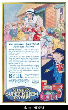 1920 British pubblicità per Sharp's Super-Kreem Toffee Foto Stock