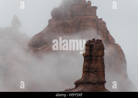 9720368622 archesnps nebbiosa mattina presso il giardino di Eden Foto Stock