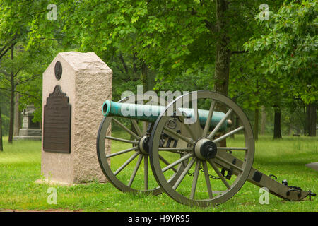 Batteria I 4a noi il monumento di artiglieria con il cannone, Gettysburg National Military Park, Pennsylvania Foto Stock