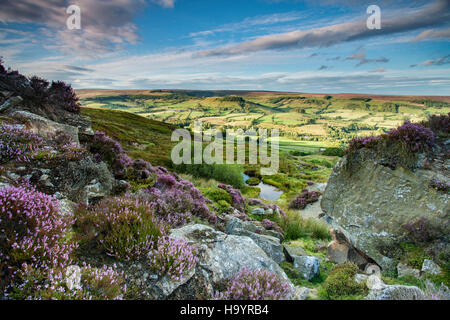 Vista su Rosedale Abbey in North York Moors. Foto Stock