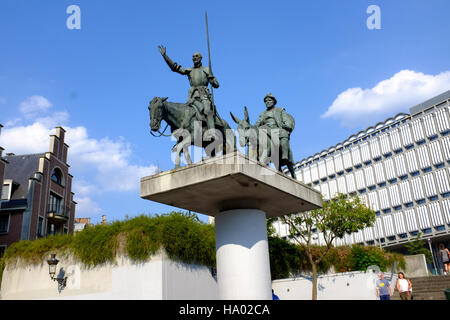 Statua di Don Chisciotte e Sancho Panza, Bruxelles, Belgio (replica del 1930 statua in Madrid) Foto Stock