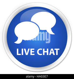 Live chat isolati su blu premium pulsante rotondo illustrazione astratta Foto Stock
