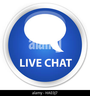 Live chat isolati su blu premium pulsante rotondo illustrazione astratta Foto Stock