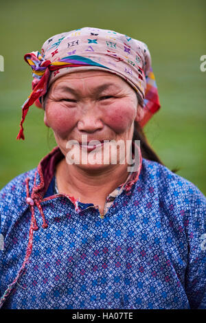 Mongolia, provincia Arkhangai, nomad donna Foto Stock