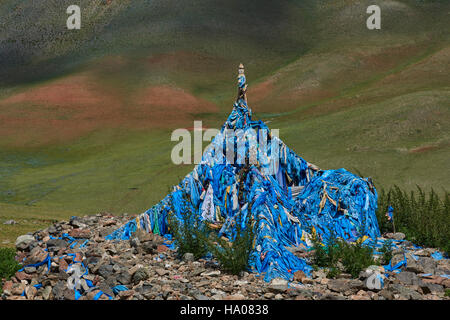 Mongolia, Uvs provincia, Mongolia occidentale, campo nomadi nella steppa Foto Stock