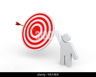 3D uomo mostra Freccia obiettivo Foto Stock