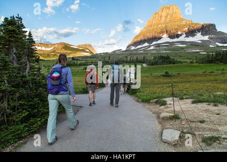 28844732211 glaciernps Escursionisti sulla nascosto lago Trail Foto Stock