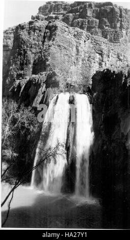 Havasu Falls, situata nel Grand Canyon, è una delle cascate più iconiche degli Stati Uniti. È stata oggetto di studio geologico e di significato culturale, con le sue acque incontaminate che hanno contribuito all'ecosistema unico del Grand Canyon. Foto Stock