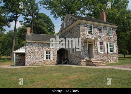 Una fotografia del quartier generale di Washington al Valley Forge National Park, un luogo chiave durante la guerra di indipendenza americana, dove il generale George Washington e le sue truppe si accamparono nell'inverno del 1777-1778. Foto Stock