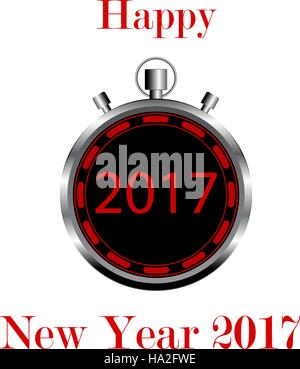 Creative abstract Anno Nuovo 2017 inizio celebrazione concetto 3D render illustrazione cronometro con Felice Anno Nuovo 2017 congratulazioni isolato di testo o Illustrazione Vettoriale