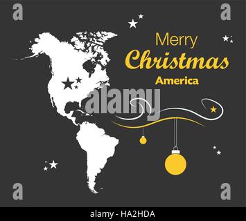 Buon Natale illustrazione con tema mappa di America Illustrazione Vettoriale