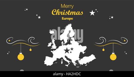 Buon Natale illustrazione con tema Mappa di Europa Illustrazione Vettoriale