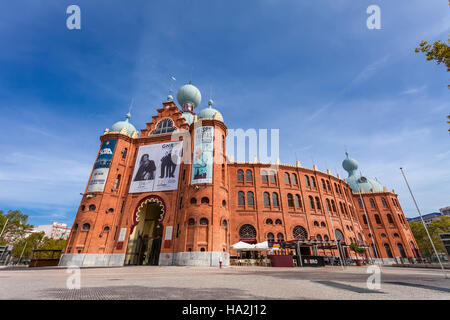 Campo Pequeno Arena Arena entrata principale. Il Portogallo più antica e mitica corrida arena. Xix secolo in stile moresco stile Revival. Foto Stock