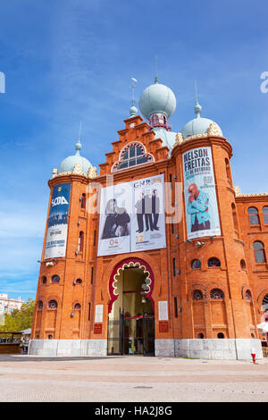 Campo Pequeno Arena Arena entrata principale. Il Portogallo più antica e mitica corrida arena. Xix secolo in stile moresco stile Revival. Foto Stock