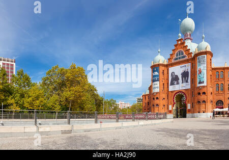 Campo Pequeno Arena Arena entrata principale. Il Portogallo più antica e mitica corrida arena. Xix secolo in stile moresco stile Revival. Foto Stock