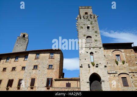 San Gimignano, Italia - 6 Settembre 2016: edifici di San Gimignano city in Toscana, Italia. Foto Stock