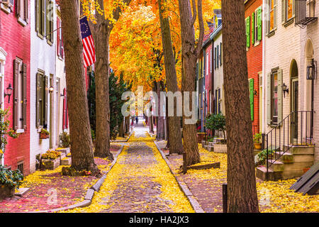 Philadelphia, Pennsylvania, USA un vicolo in autunno. Foto Stock