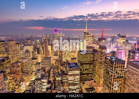 La città di New York skyline antenna vista su Manhattan. Foto Stock