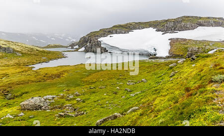 Paesaggio intorno Aurlandsfjellet nazionale percorso turistico in Norvegia Foto Stock