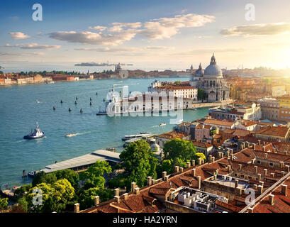 Panoramica vista aerea di Venezia da San Marco Campanile Foto Stock