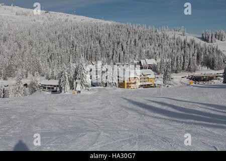 Feldberg, Germania - 18 Gennaio 2016: vista dal monte Feldberg, la montagna più alta nel Blackforest Foto Stock