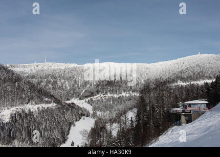 Feldberg, Germania - 18 Gennaio 2016: vista dal monte Feldberg, la montagna più alta nel Blackforest Foto Stock