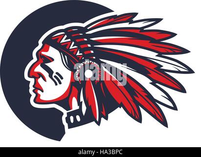 Faccia del capo indiano. Illustrazione Vettoriale Illustrazione Vettoriale