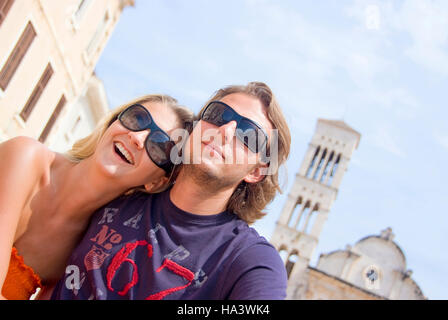 Coppia giovane a Hvar, Damatia, Croazia, Europa Foto Stock