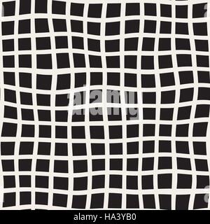 Vector Seamless in bianco e nero quadrato distorto modello di linee Illustrazione Vettoriale