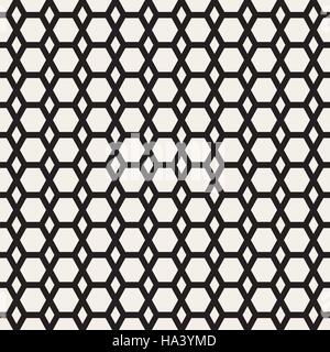 Vector Seamless in bianco e nero griglia esagonale modello geometrico Illustrazione Vettoriale