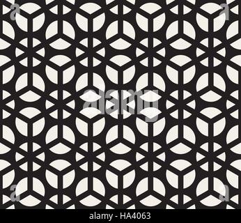 Vector Seamless in bianco e nero cerchio arrotondati modello geometrico Illustrazione Vettoriale