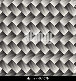 Vector Seamless in bianco e nero rettangolo linee di incisione modello geometrico Illustrazione Vettoriale