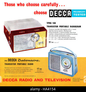 1961 British pubblicità per la Decca radio Foto Stock
