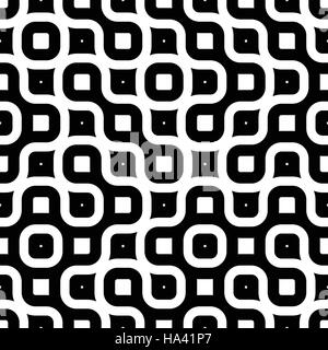 Vector Seamless in bianco e nero irregolare arrotondata infinito labirinto linee monocromatiche di pattern di sfondo astratto Illustrazione Vettoriale