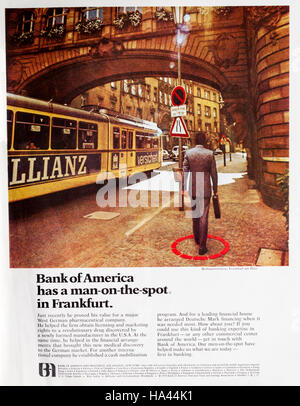 Anni Settanta annuncio rivista pubblicità Bank of America. Foto Stock