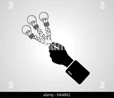 Mano che tiene la lampada della luce. Concetto di idee. Illustrazione Vettoriale. Illustrazione Vettoriale