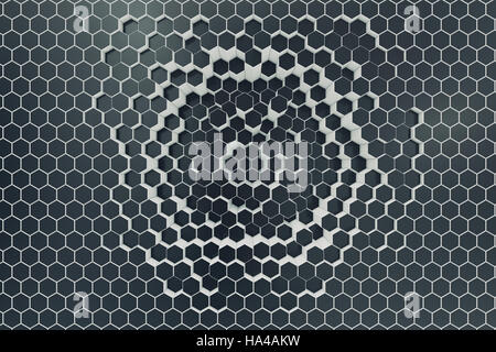 Nero-bianco geometrico astratto esagonale dello sfondo. Il rendering 3D Foto Stock