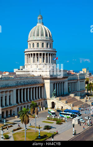 Capitolio, Havana, Cuba, architettura Caraibica edificio storico vista aerea Foto Stock