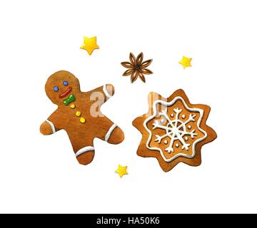 Biscotti di Natale. Illustrazione ad acquerello su sfondo bianco Foto Stock