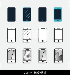 Icone dello smartphone impostare illustrazione vettoriale Illustrazione Vettoriale