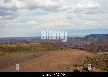 Vista su Sharyn o Charyn Canyon, Kazakistan, secondo canyon più grande del mondo Foto Stock