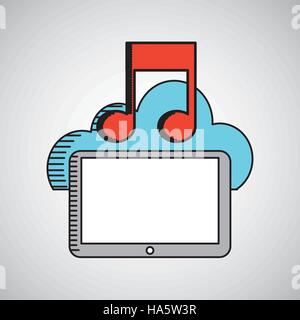 Tavoletta da disegno musica design cloud illustrazione vettoriale EPS 10 Illustrazione Vettoriale