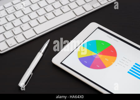 Tablet PC e la tastiera sulla scrivania in legno Foto Stock