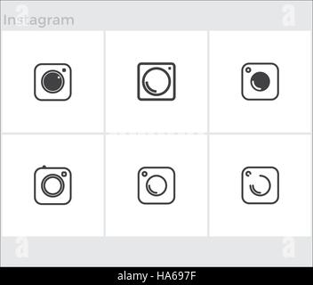 Social Media set di icone, fotocamera foto instagram Illustrazione Vettoriale